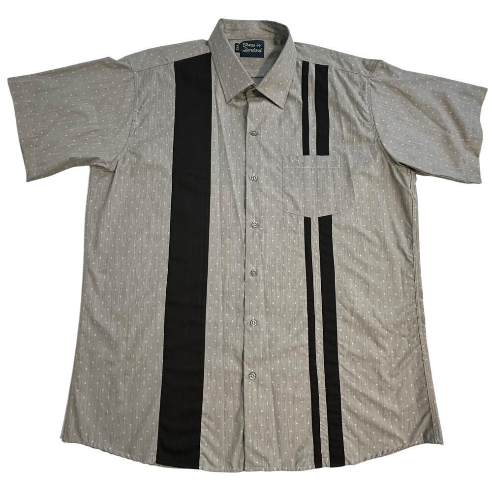 NWOT Texas Standard Gray Black Strip Short Sleeve Button Dawn XXL